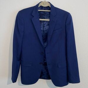 EGARA Navy Blue Extreme Slim Fit Blazer Coat